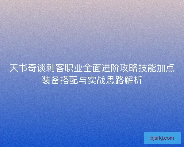 天书奇谈刺客职业全面进阶攻略技能加点装备搭配与实战思路解析