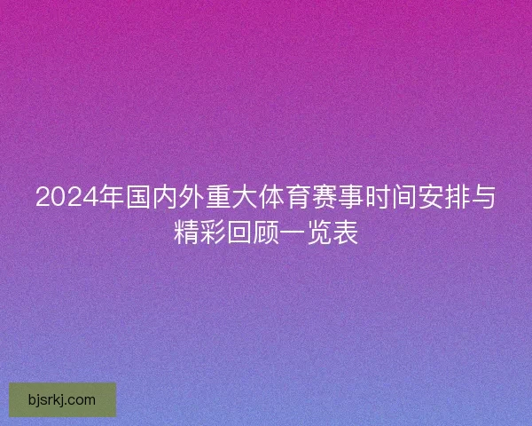 2024年国内外重大体育赛事时间安排与精彩回顾一览表
