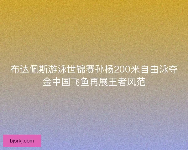 布达佩斯游泳世锦赛孙杨200米自由泳夺金中国飞鱼再展王者风范