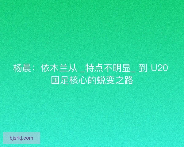 杨晨：依木兰从 _特点不明显_ 到 U20 国足核心的蜕变之路