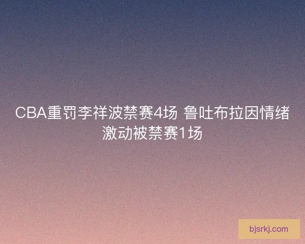 CBA重罚李祥波禁赛4场 鲁吐布拉因情绪激动被禁赛1场