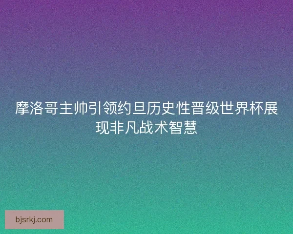 摩洛哥主帅引领约旦历史性晋级世界杯展现非凡战术智慧