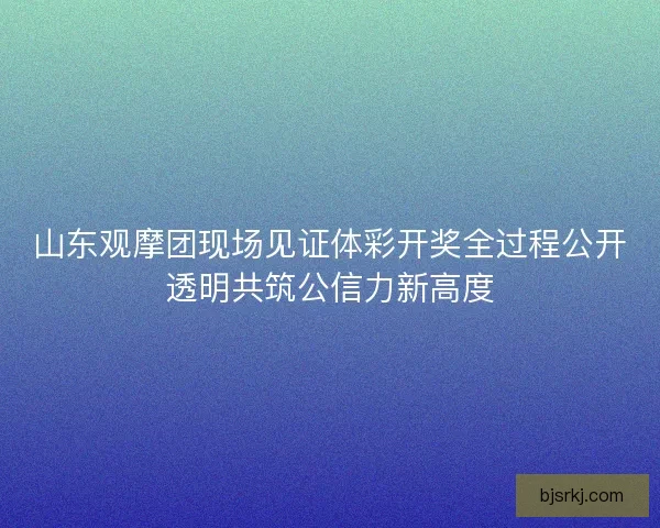 山东观摩团现场见证体彩开奖全过程公开透明共筑公信力新高度