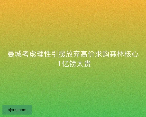 曼城考虑理性引援放弃高价求购森林核心 1亿镑太贵