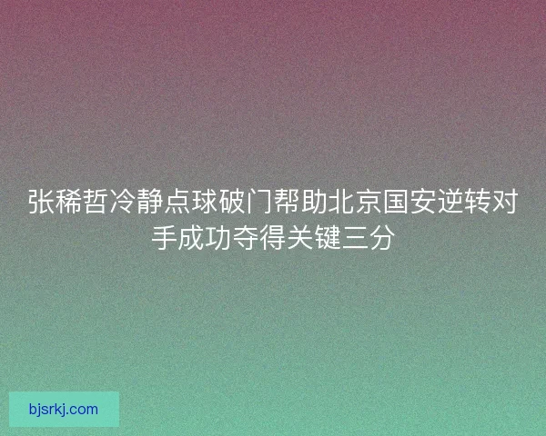 张稀哲冷静点球破门帮助北京国安逆转对手成功夺得关键三分